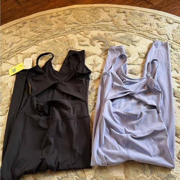 All in Motion set of 2 Ribbed Keyhole Jumpsuits Lavender XS and Black S - Target - Picture 7 of 8